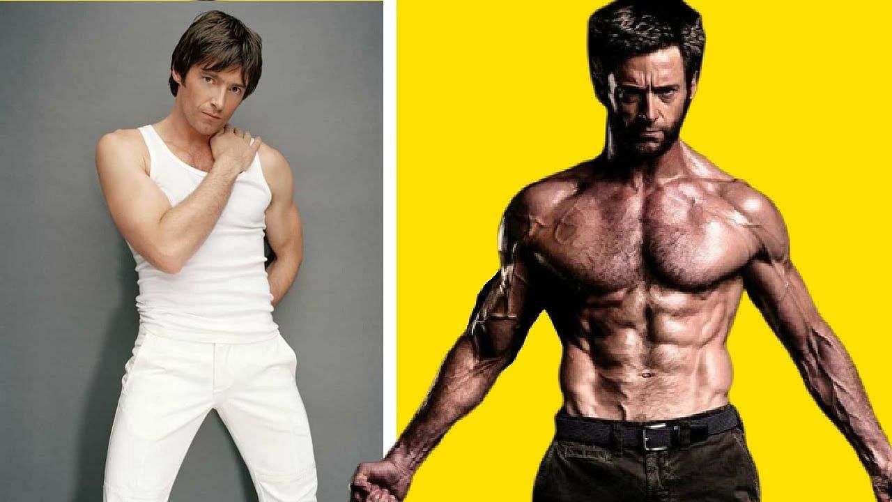 Left: Hugh Jackman prior to playing Wolverine, Right: Hugh Jackman as Wolverine in X-Men: Days of Future Past (Images via Marvel /20th Century Fox/Getty)