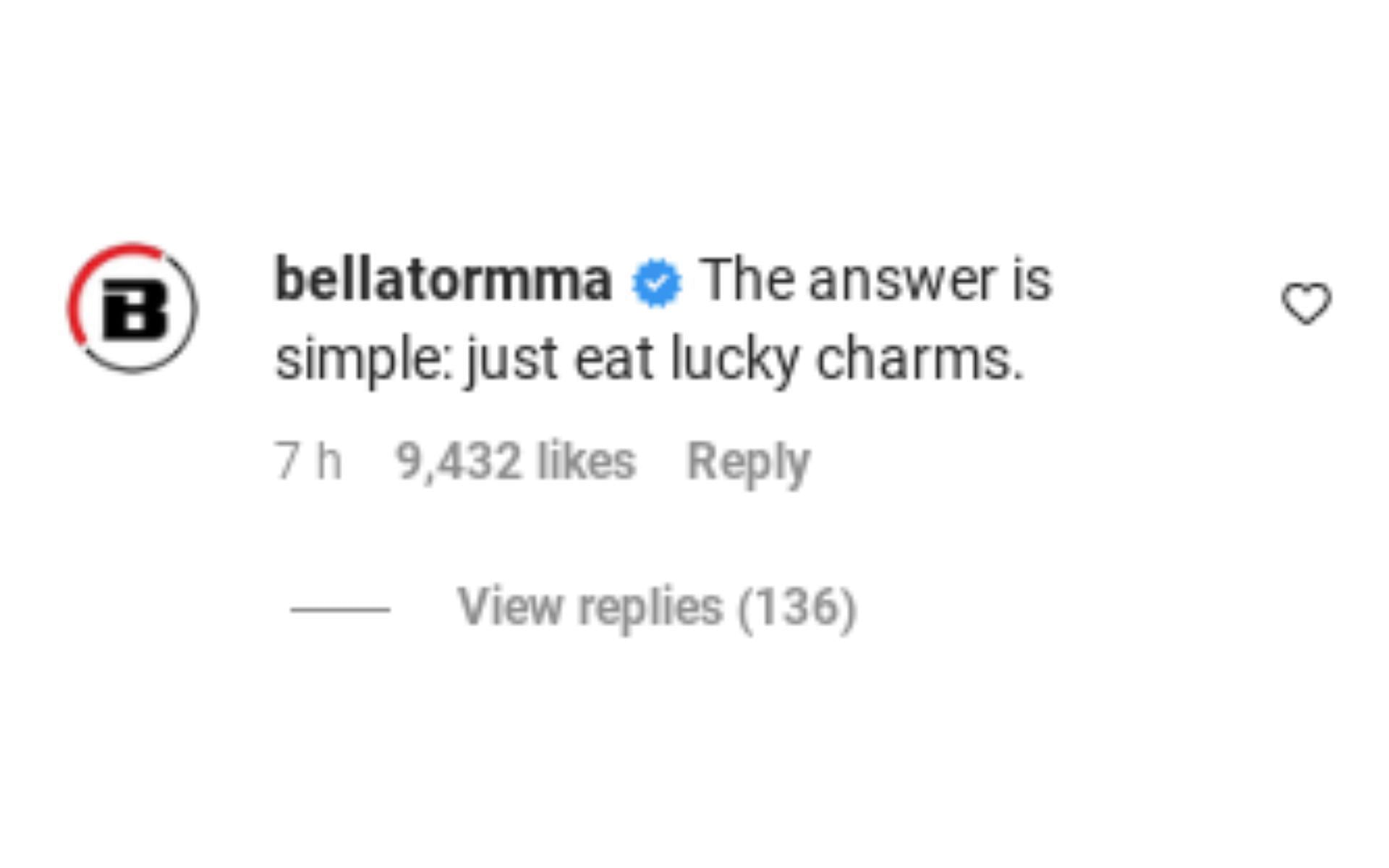 Bellator&#039;s hilarious comment