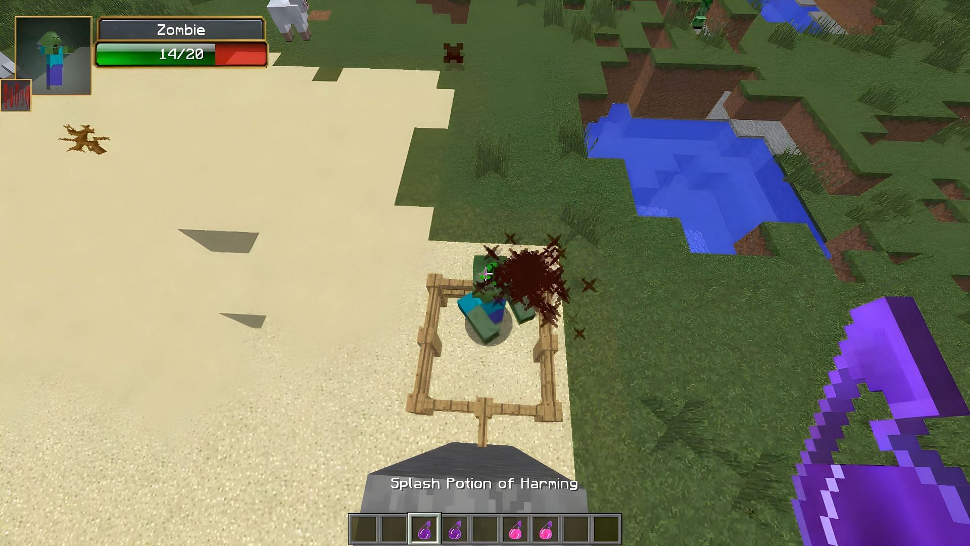 Using Potions On Undead Mobs (Image via Minecraft)