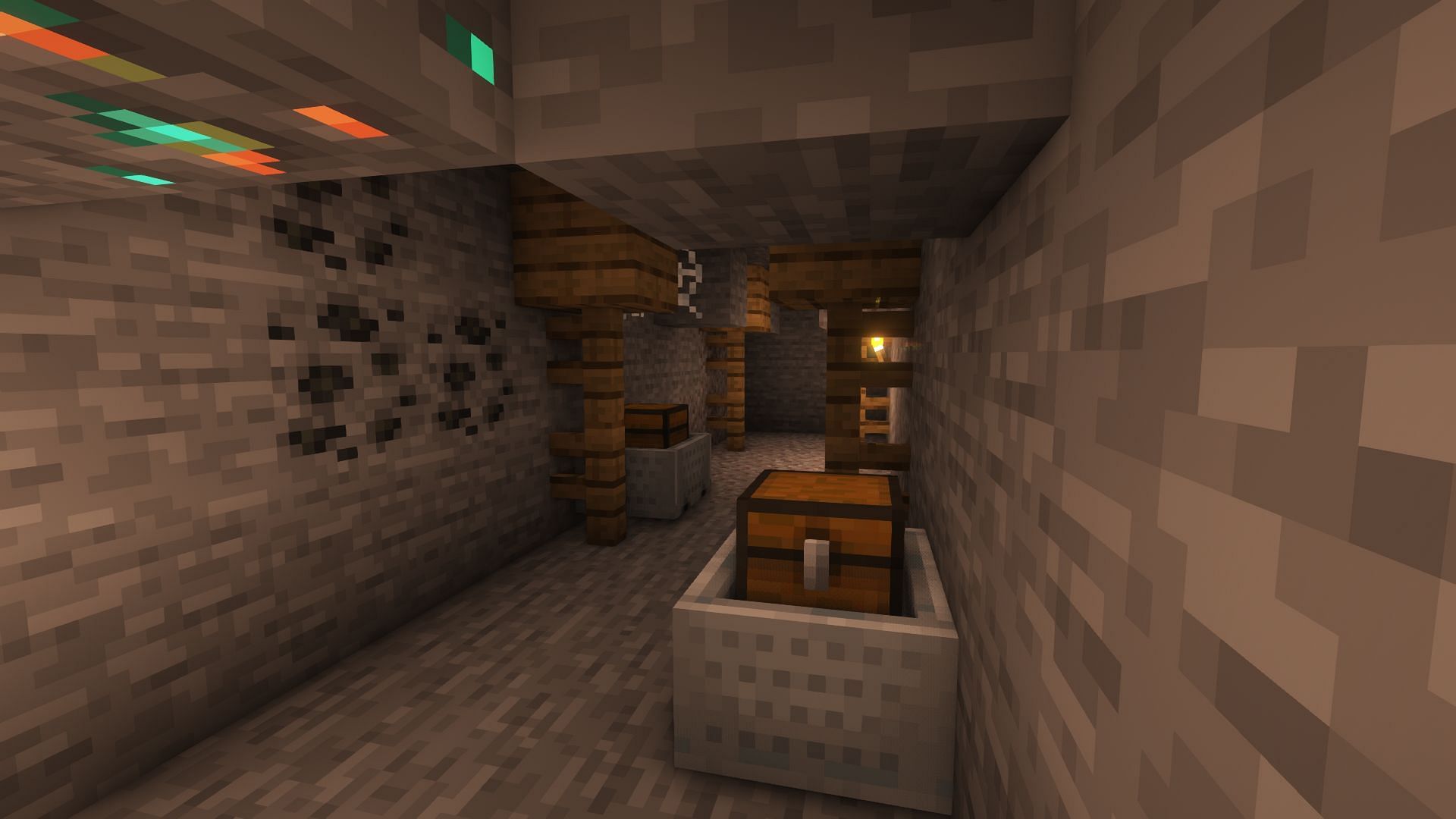 Loot chests in a mineshaft (Image via Mojang)