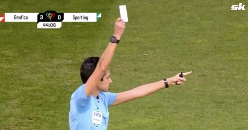 Referee shows first ever white card in football in historic moment ...