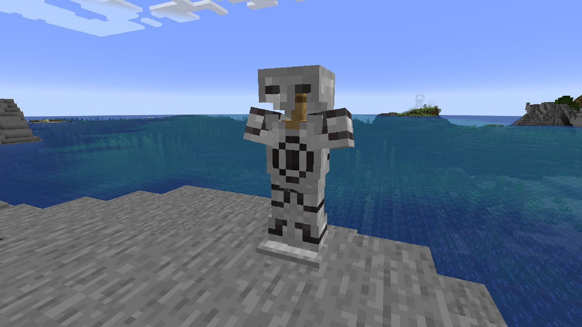Minecraft&#039;s new eye pattern was applied to iron armor with netherite ingots for coloration (Image via Mojang)