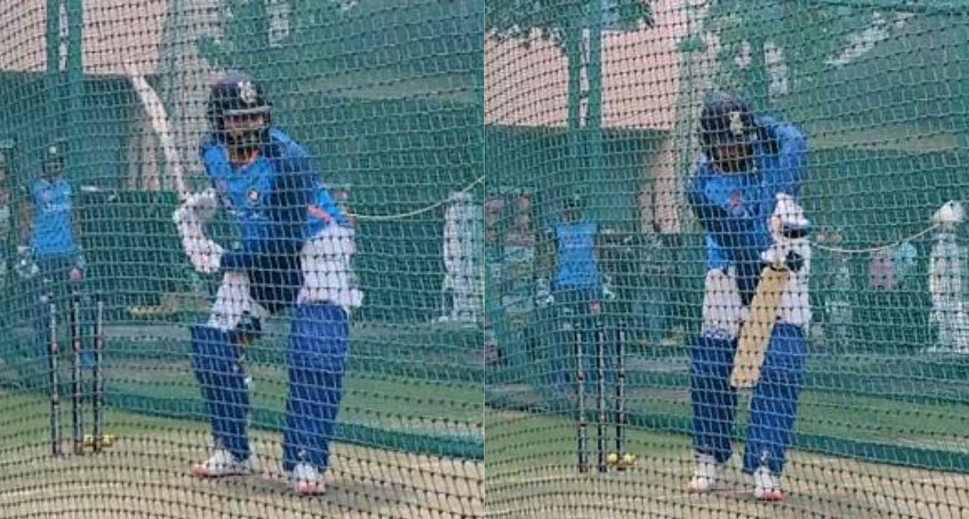 रोहित शर्मा नेट्स में बल्लेबाजी करते हुए 