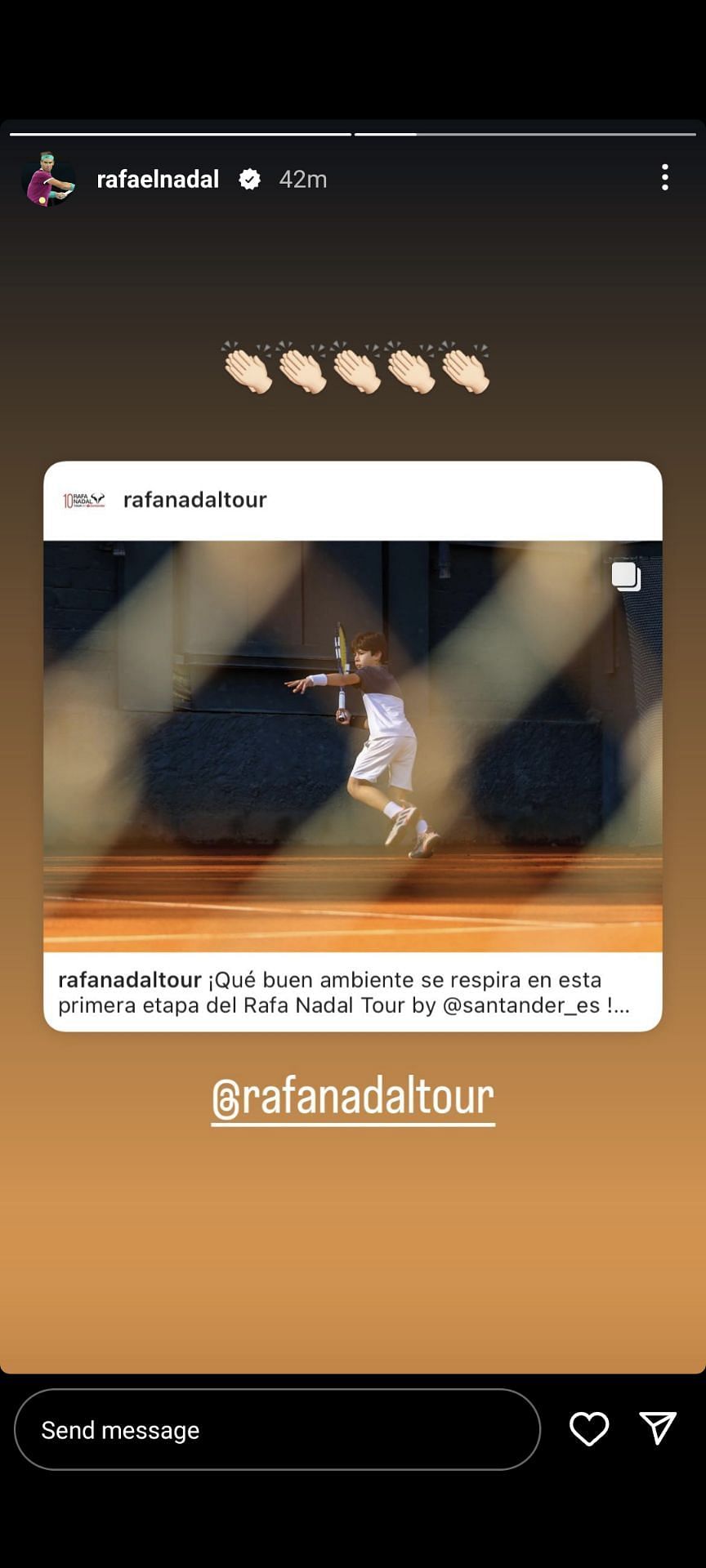 Rafael Nadal&#039;s Instagram story on Sunday
