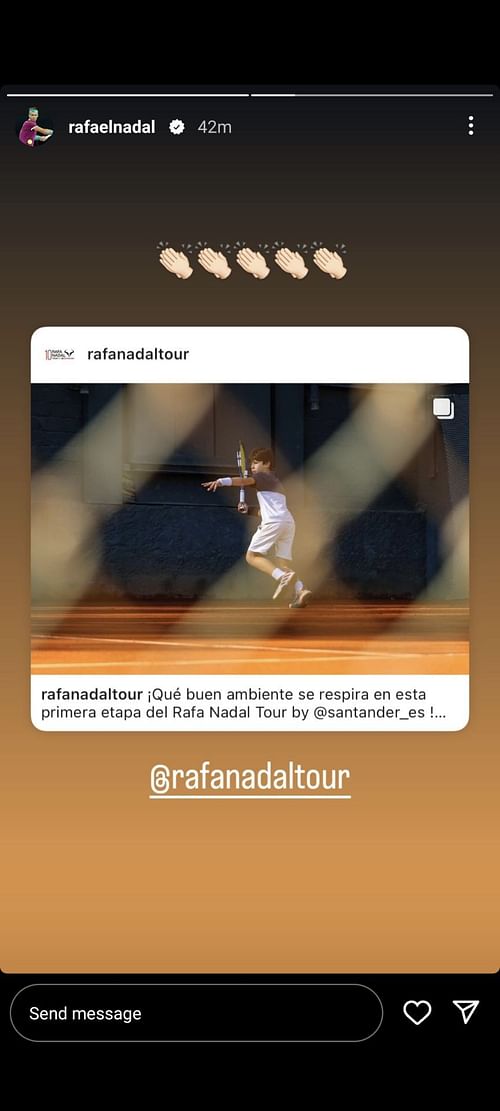 Rafael Nadal's Instagram story on Sunday