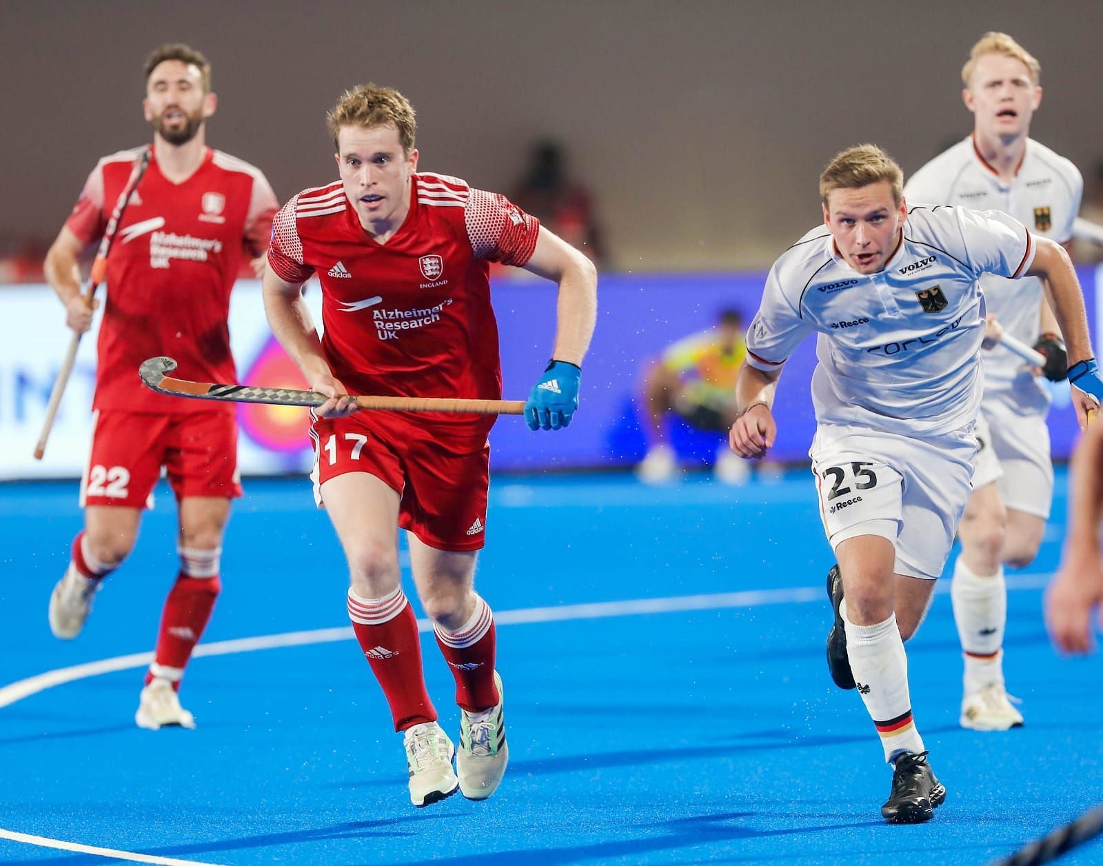 England and Germany teams in action in an earlier match (Image Courtesy: Twitter/Hockey India)