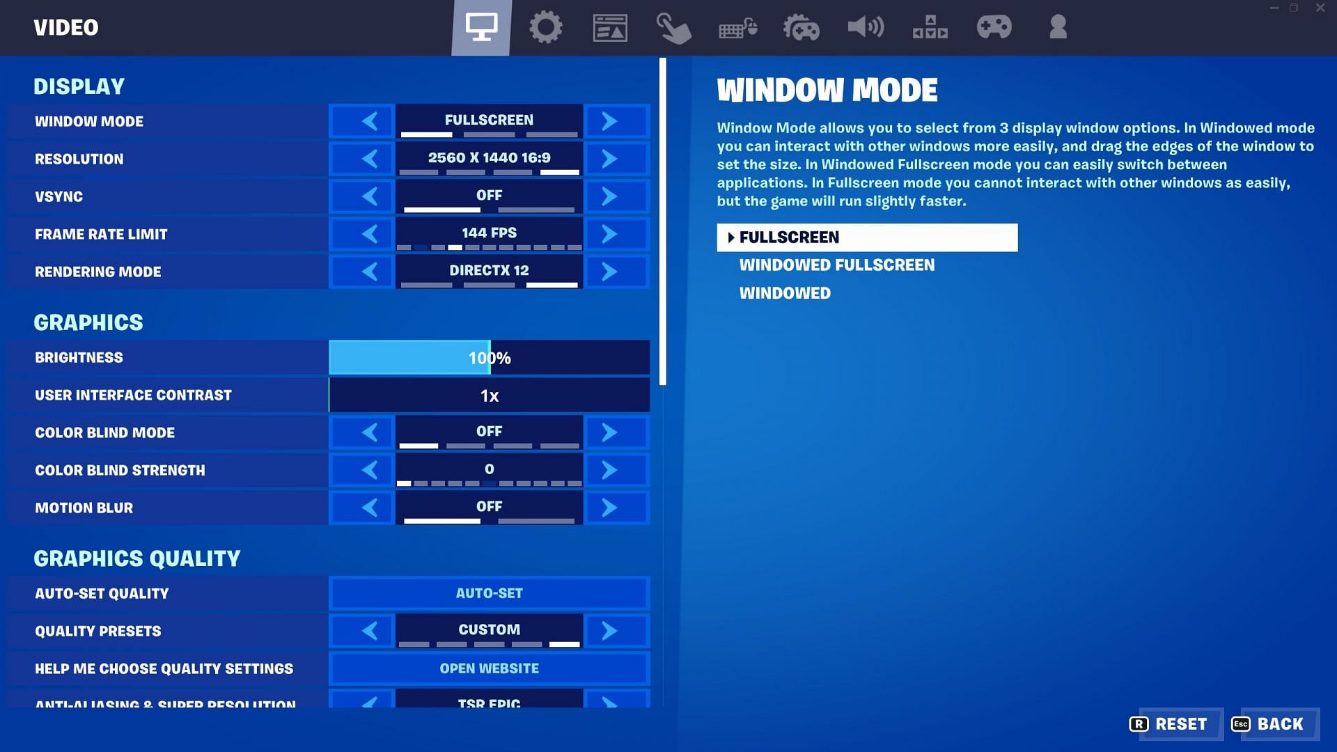 Many different Fortnite settings can be changed from the settings menu (Image via Epic Games)
