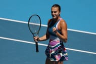 Sabalenka celebrates her fourth-round win at the 2023 Australian Open