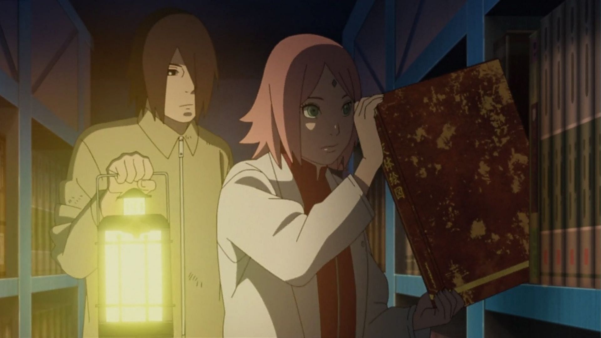 Sasuke and Sakura discover the Map of the Heavens in Boruto episode 283 (Image via Pierrot)