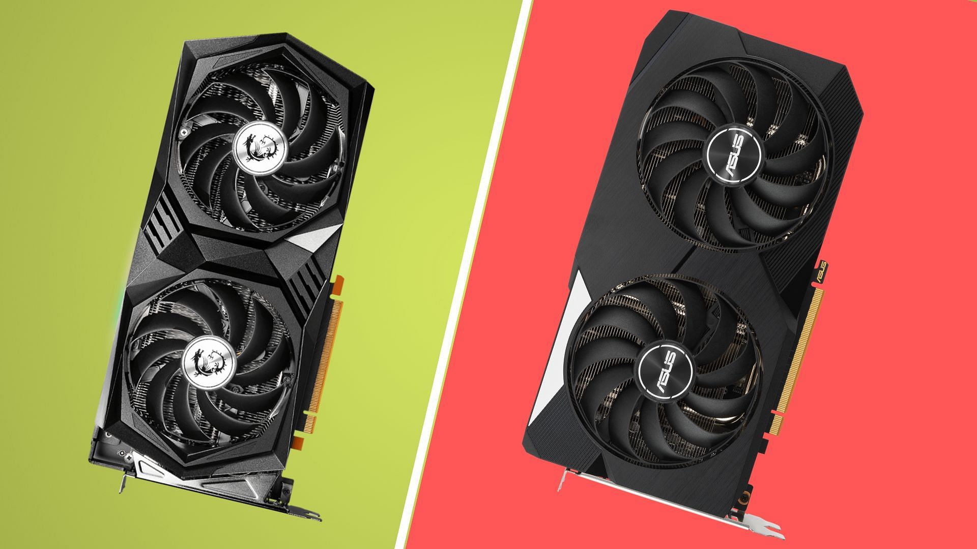 An RTX 3050 and RX 6600 GPU (Image via Sportskeeda)