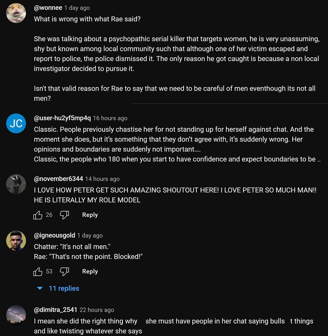 Fans in the YouTube comments section react to the streamer&#039;s take (Image via Jeru TV/YouTube)