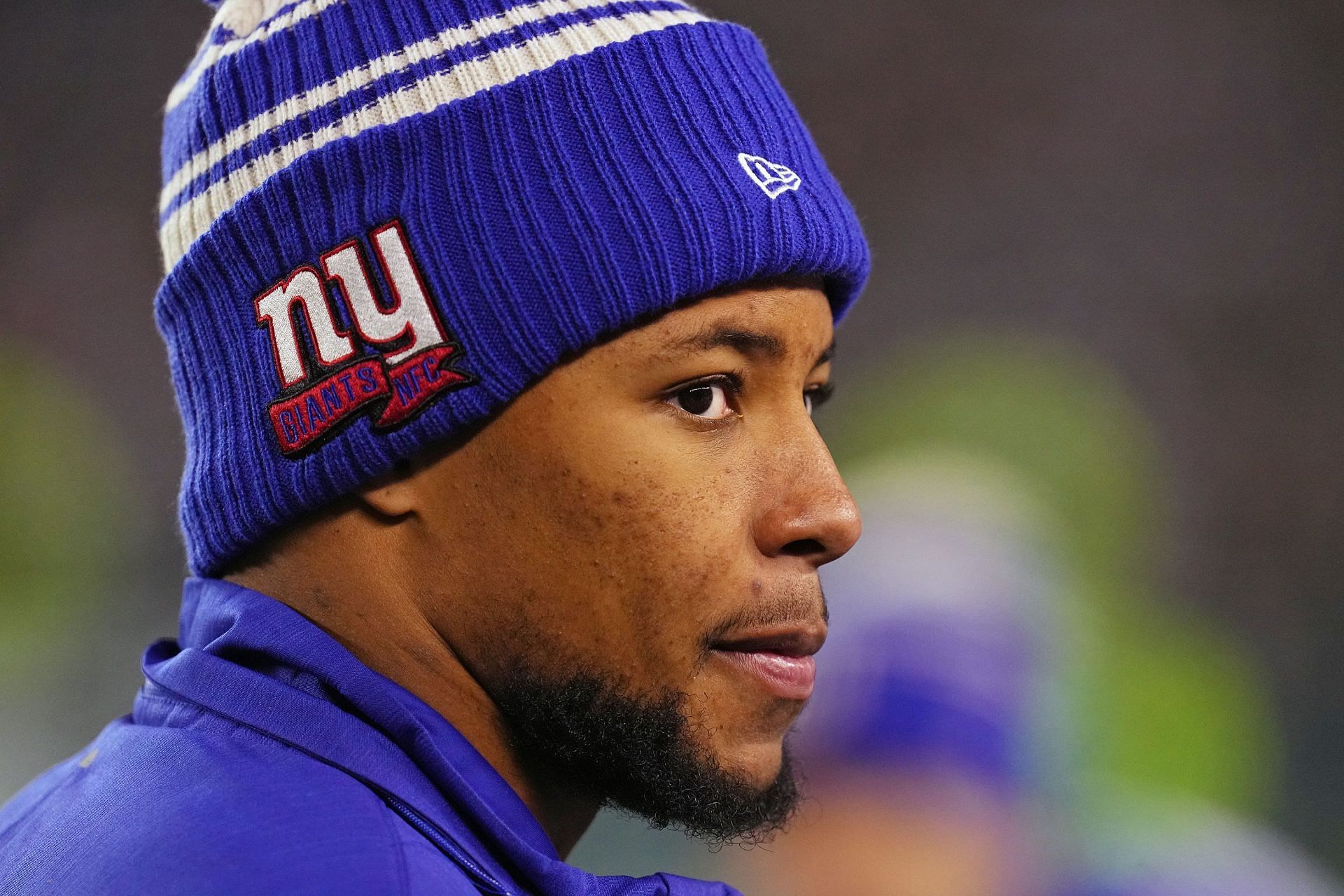 Saquon Barkley of the New York Giants looks on during the second half against the Philadelphia Eagles