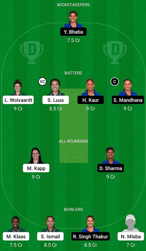 SA-W vs IN-W Dream 11 Prediction Today, Head-to-Head League