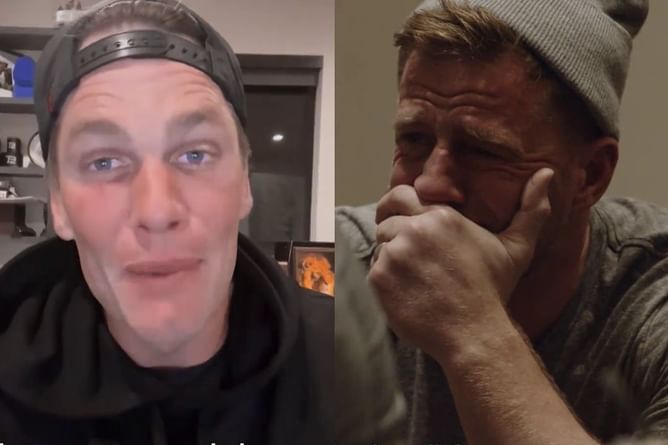 JJ Watt cries uncontrollably after messages from Tom Brady, Peyton Manning, Aaron Rodgers and family (VIDEO)