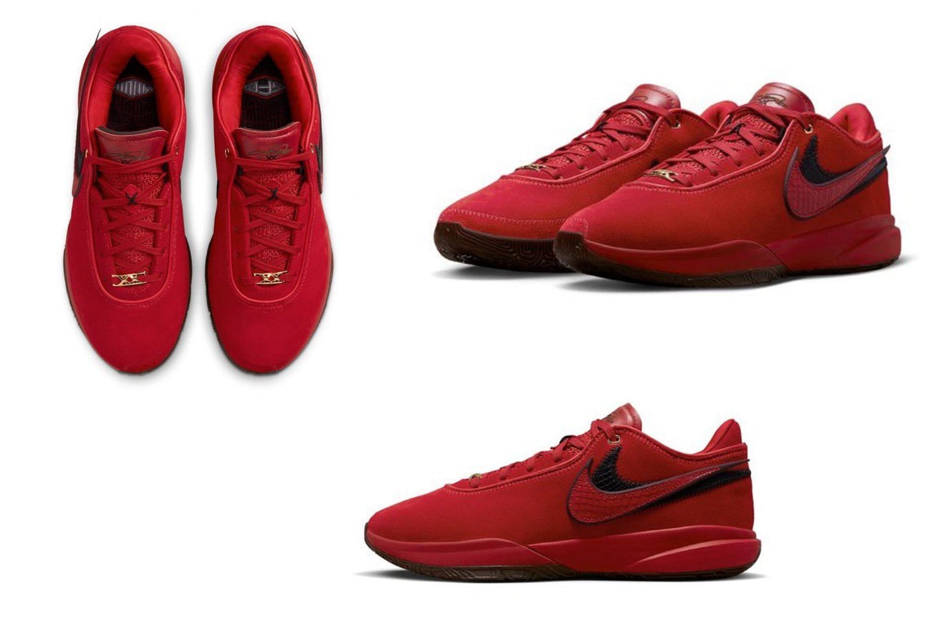 A detailed look at the upcoming Nike LeBron 20 Liverpool F.C. colorway (Image via Sportskeeda)