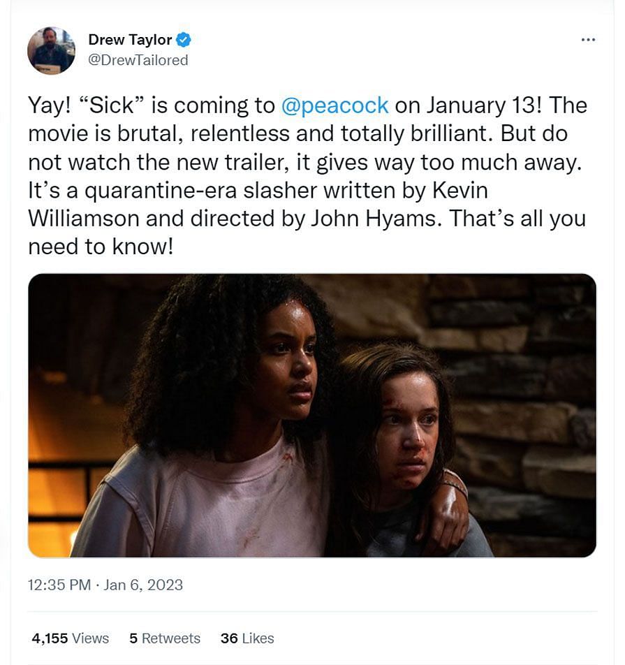 A comment praising the movie (Image via Twitter/ @DrewTailored)