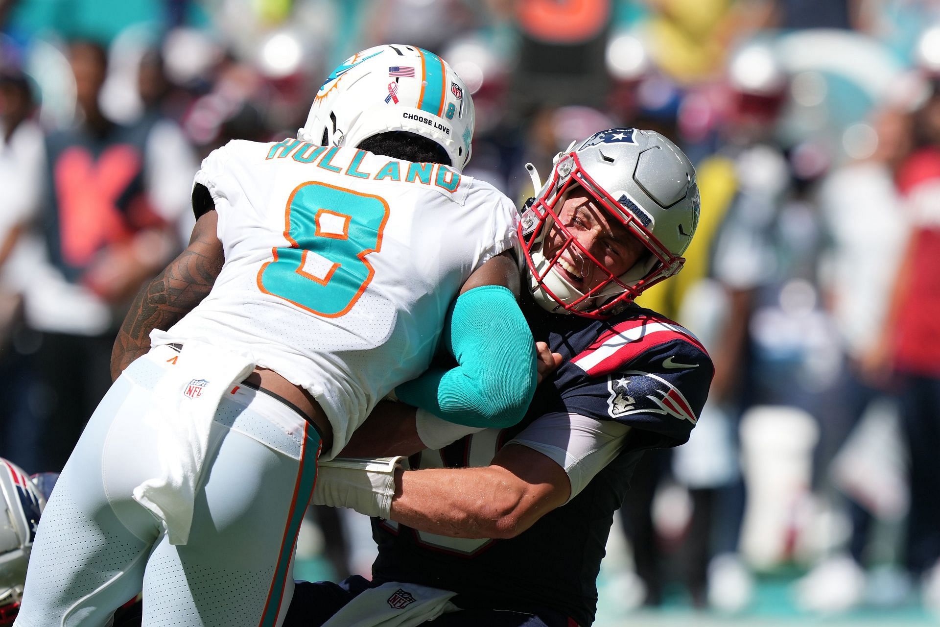 The New England Patriots play the Miami Dolphins