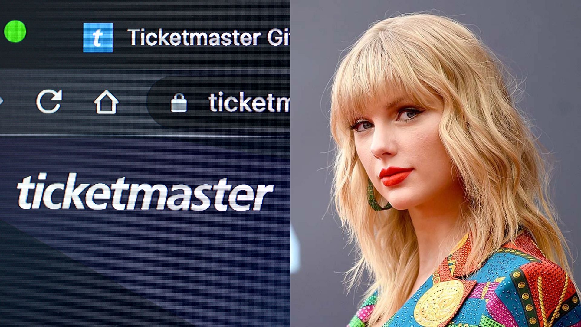Ticketmaster and Taylor Swift. (Image via Joe Raedle/Getty, Jamie McCarthy/Getty)