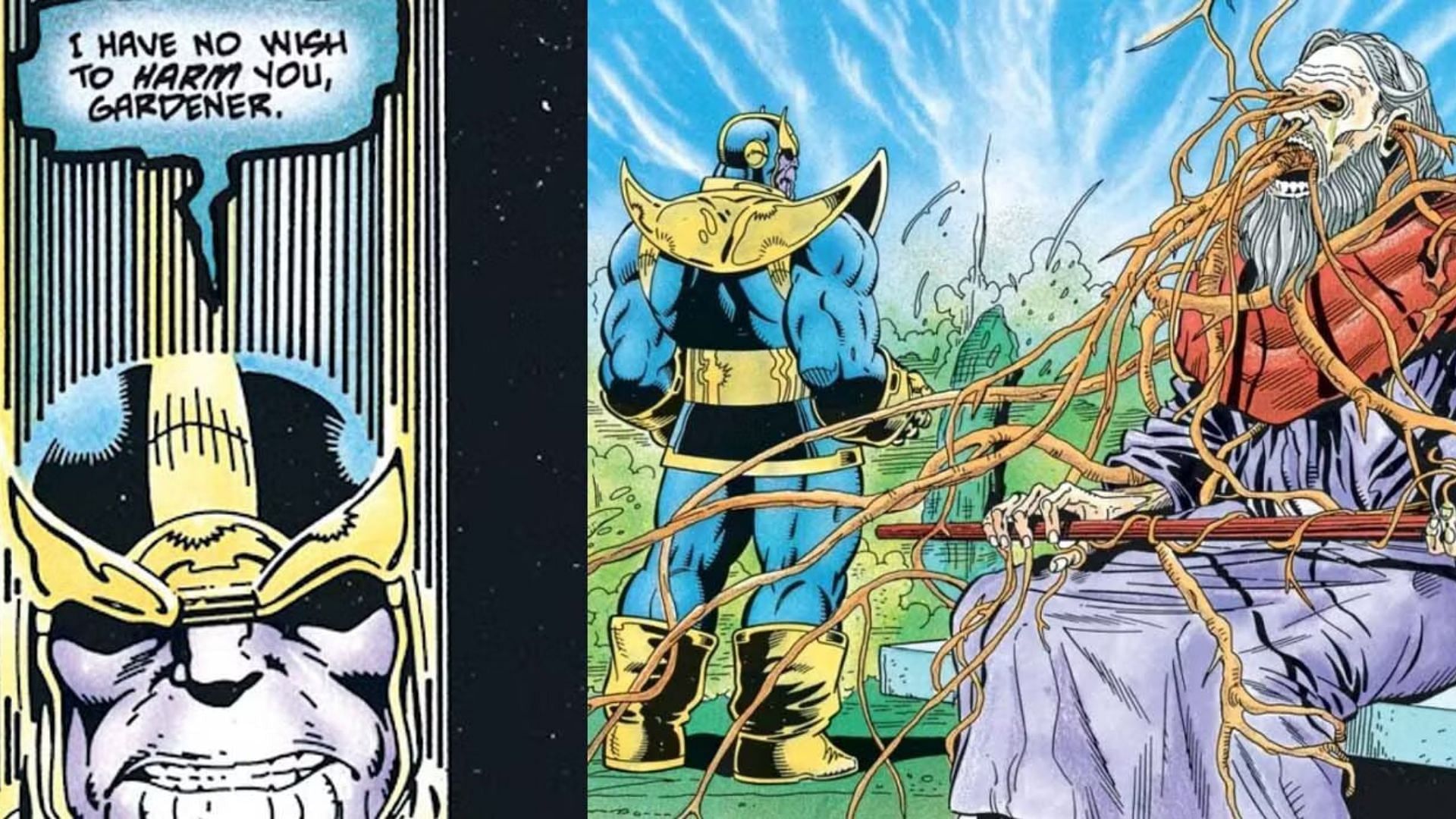 The Mad Titan kills the Gardener (Image via Marvel Comics)