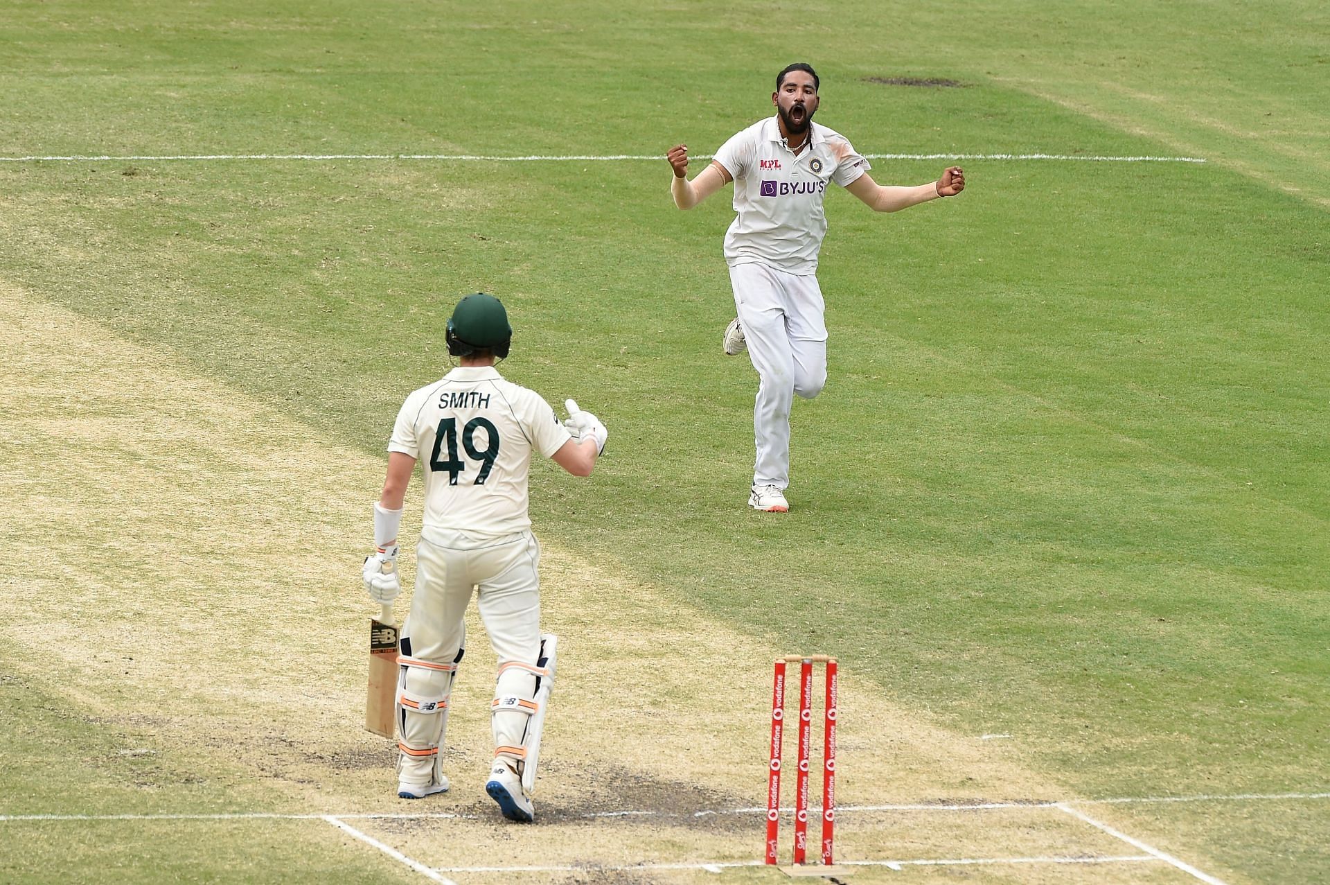Mohammed Siraj of India celebrates the wicket of Steve Smith. Pic: Getty Images