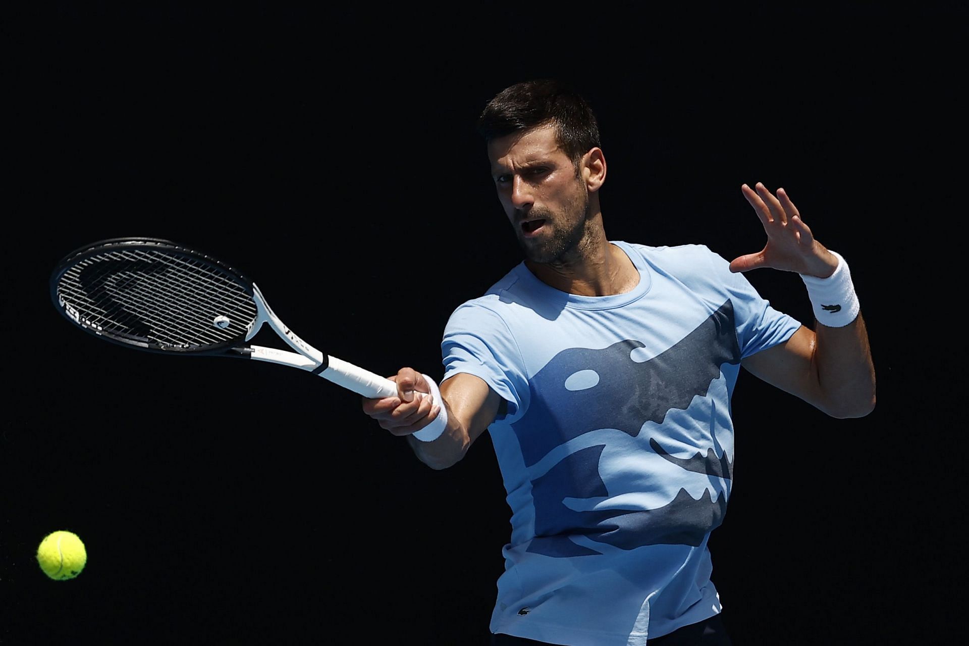 Novak Djokovic during a practice session