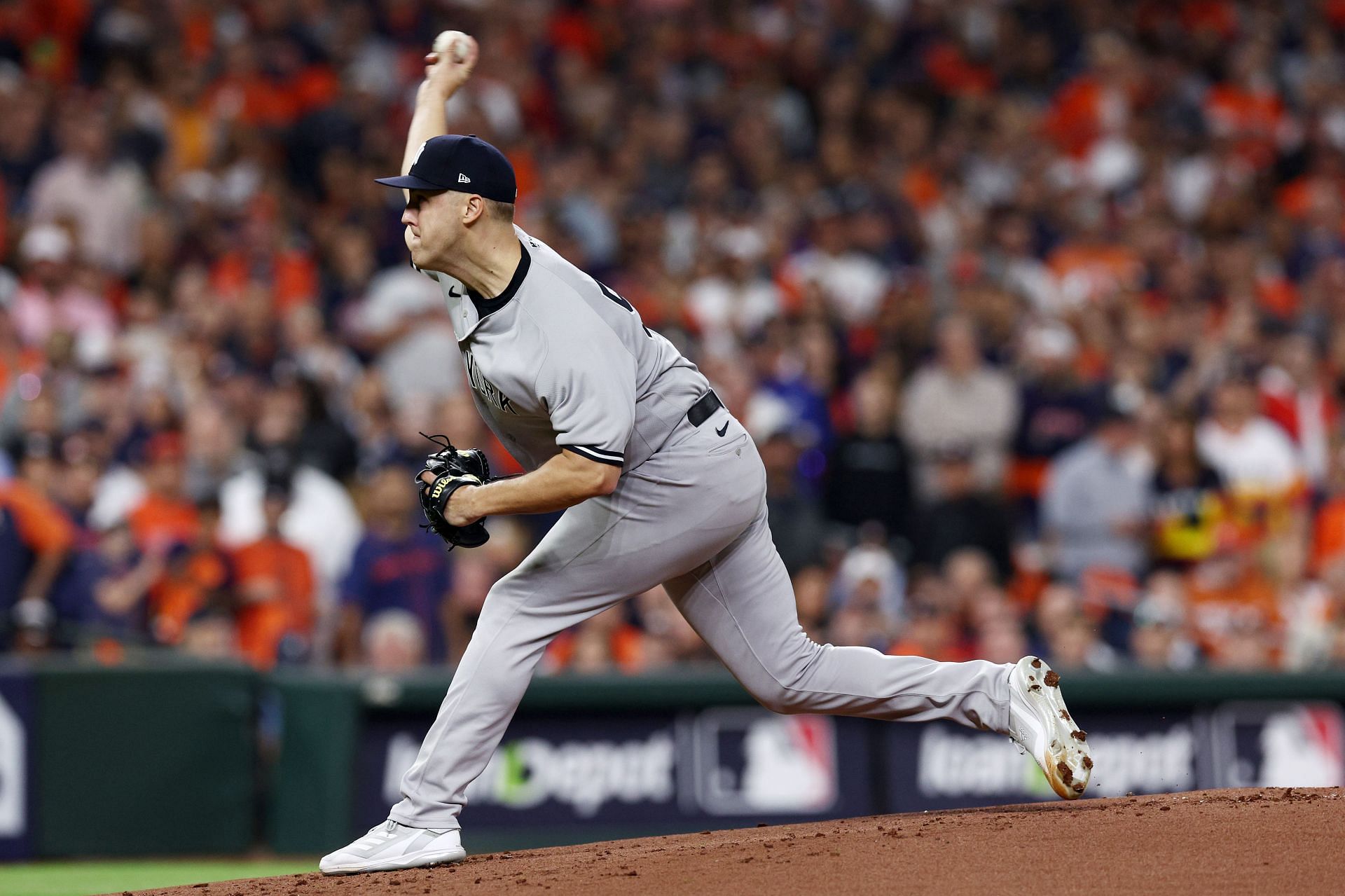 Taillon throws a pitch against the Houston Astros at Minute Maid Park