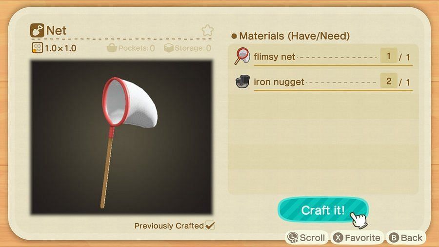 Players must craft the net beforehand (Image via Nintendo)