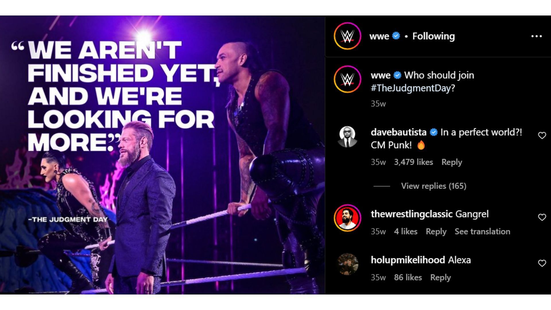 Former WWE World Champion&#039;s response on the new member of The Judgement