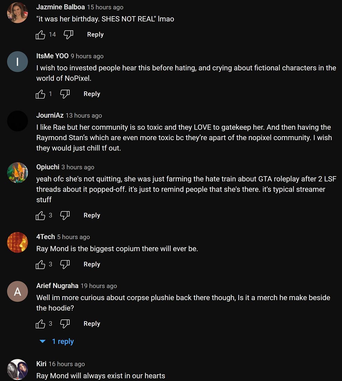 Fans in the YouTube comments section reacting to the streamer&#039;s clip (Image via vitalFY/YouTube)