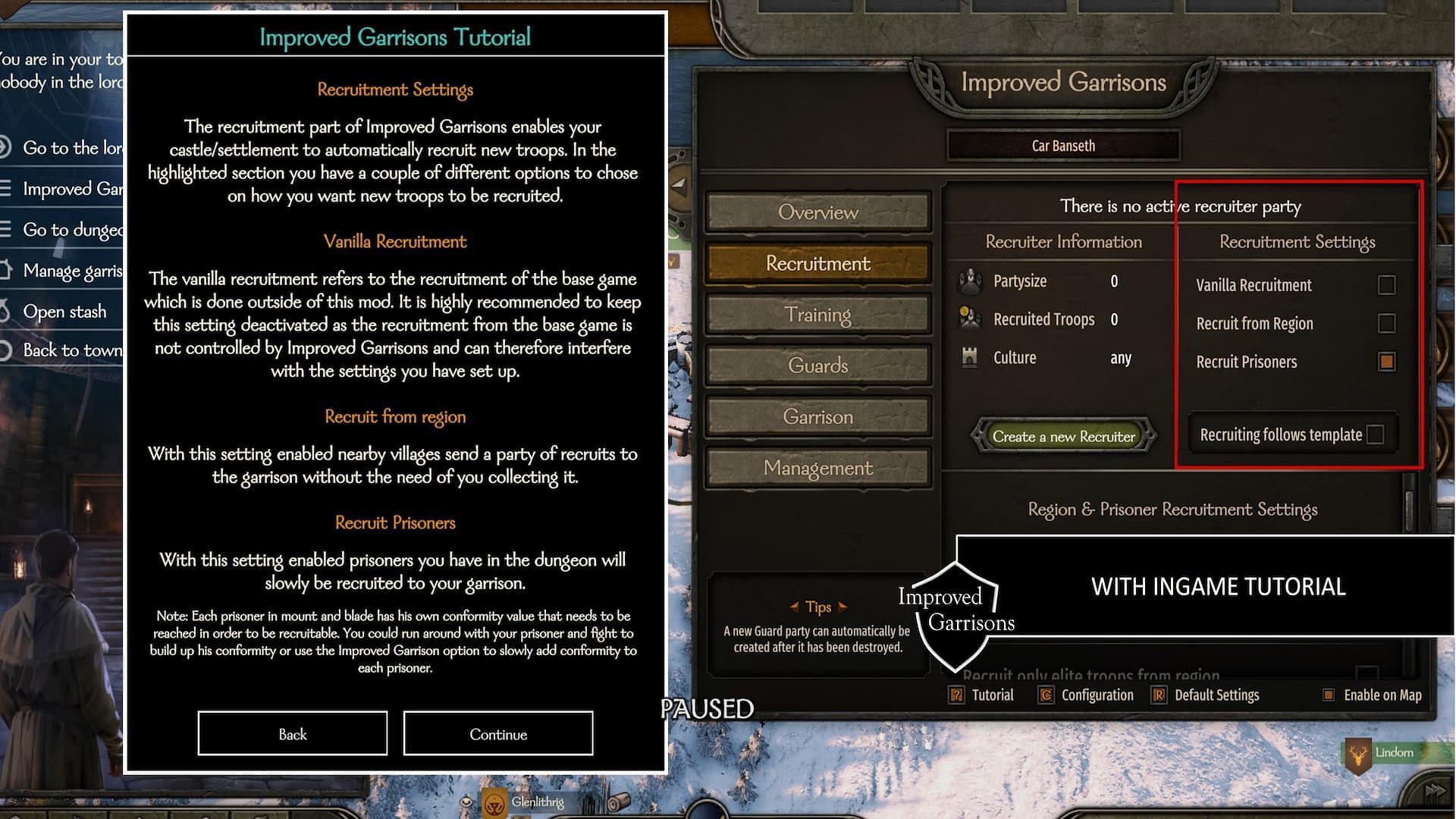 Improved Garrisons is a great mod for those that like to recruit (Image via Nexus Mods website)