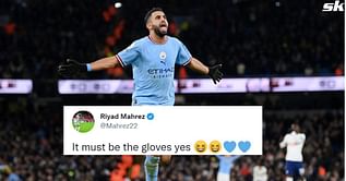 "It must be the gloves" - Manchester City superstar Riyad Mahrez reacts to fan's tweet about him being the best winger
