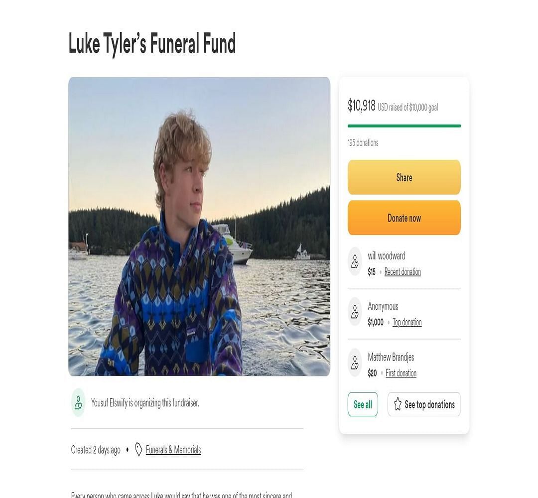 Students raise funds for Luke Morgan Tyler&#039;s family (Image via GoFundMe)