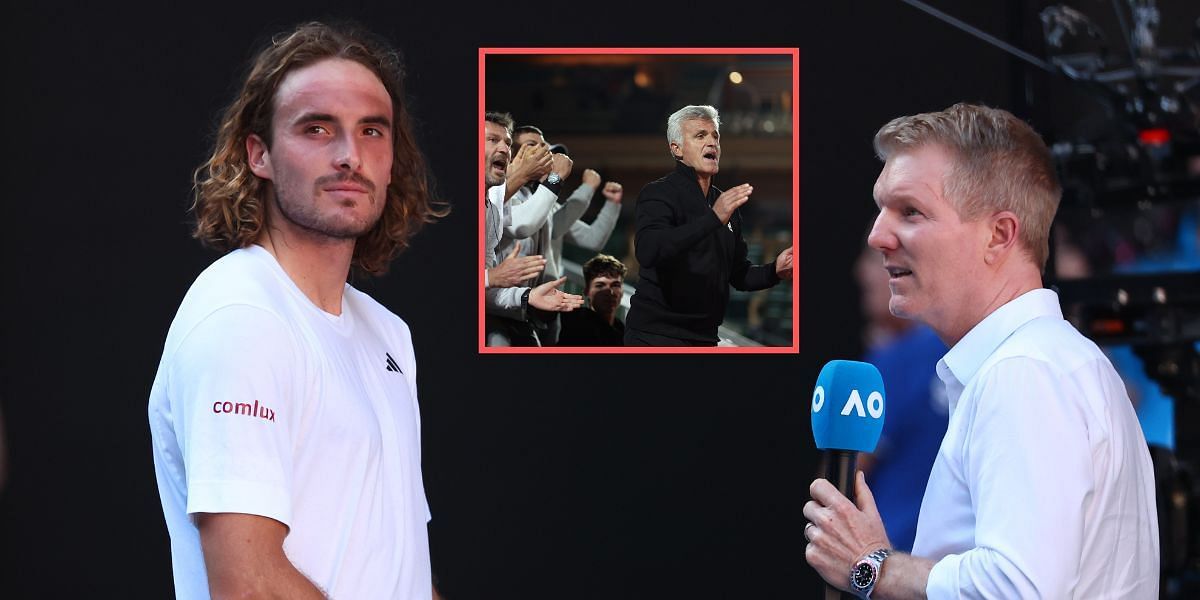 Tsitsipas during his on-court interview at the 2023 Australian Open.