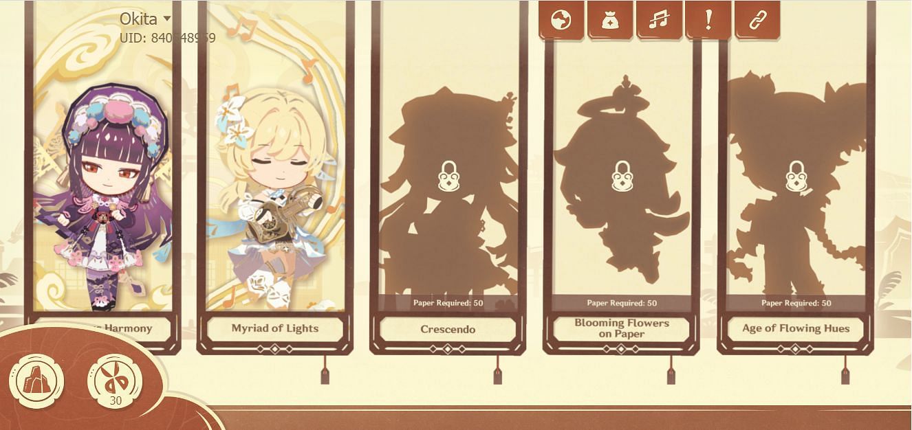 Unlock all five character scroll (Image via HoYoverse)