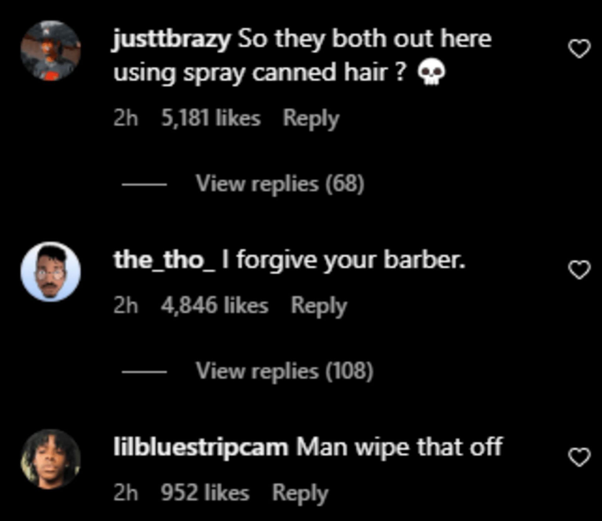 Netizens troll Sonstar Peterson for his hairdo (Image via theshaderoom/Instagram)