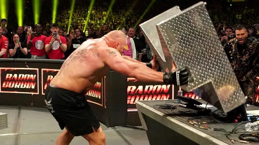 Brock Lesnar lost his cool after being eliminated by Bobby Lashley.