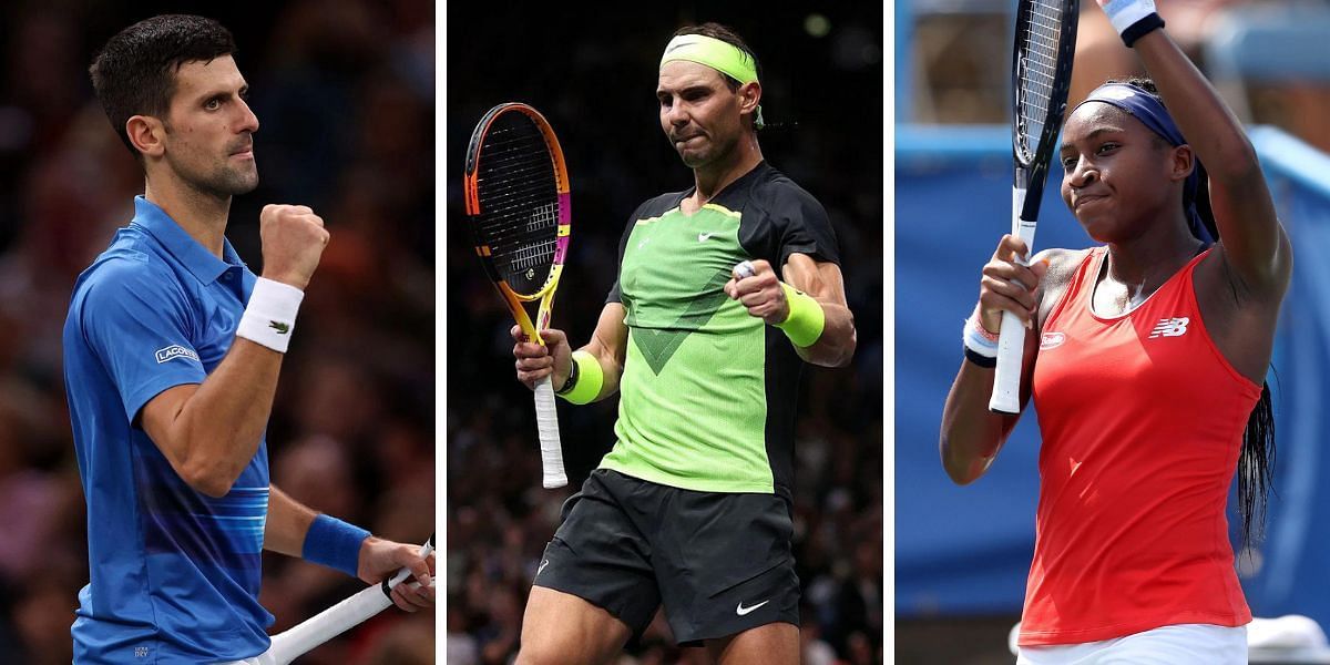 (From L) Novak Djokovic, Rafael Nadal, and Coco Gauff will be part of a star-studded practice week at the Australian Open.