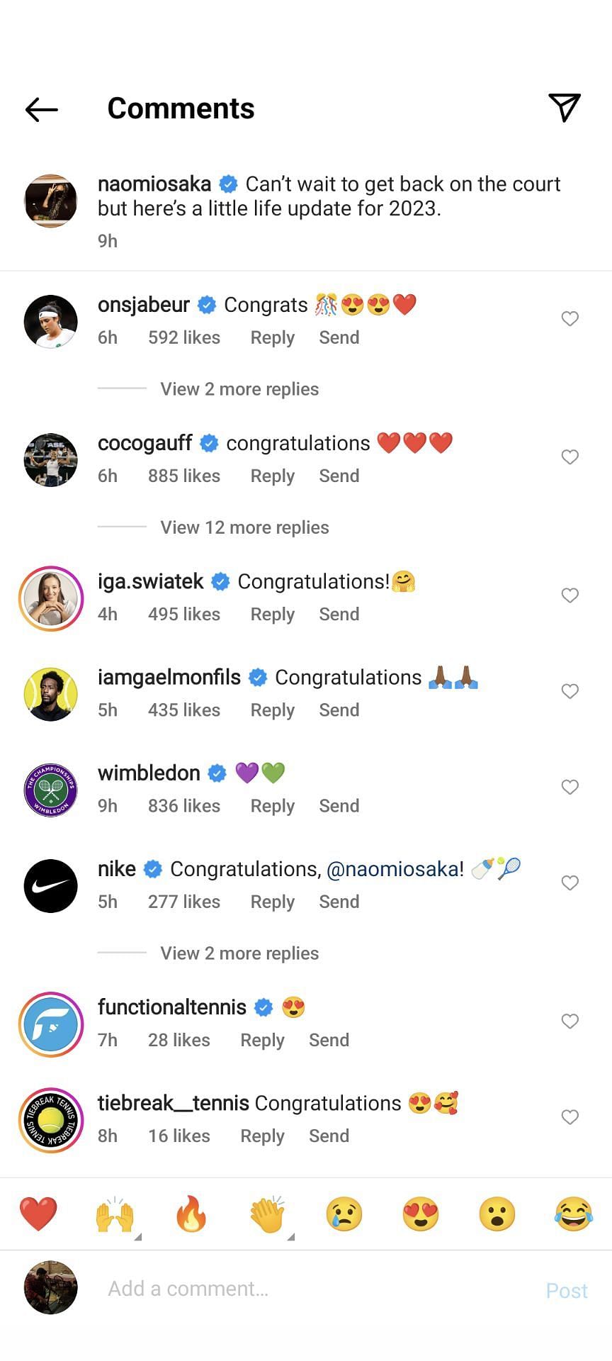 Iga Swiatek, Coco Gauff and Ons Jabeur congratulated Naomi Osaka on her pregnancy