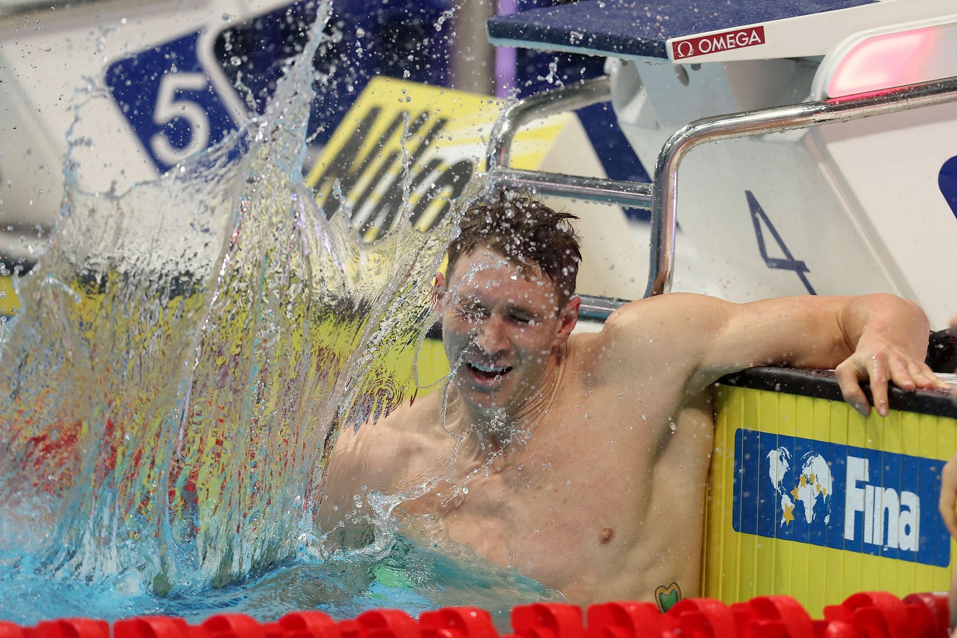 Ryan Murphy of Team United States celebrates after picking up Gold in the Men&#039;s 200m Backstroke Final on day six of the Budapest 2022 FINA (Photo by Maddie Meyer/Getty Images)