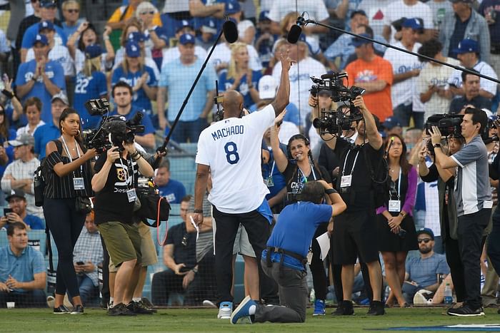 Kobe Bryant announces Dodgers lineup at Game 4 of the 2018 World