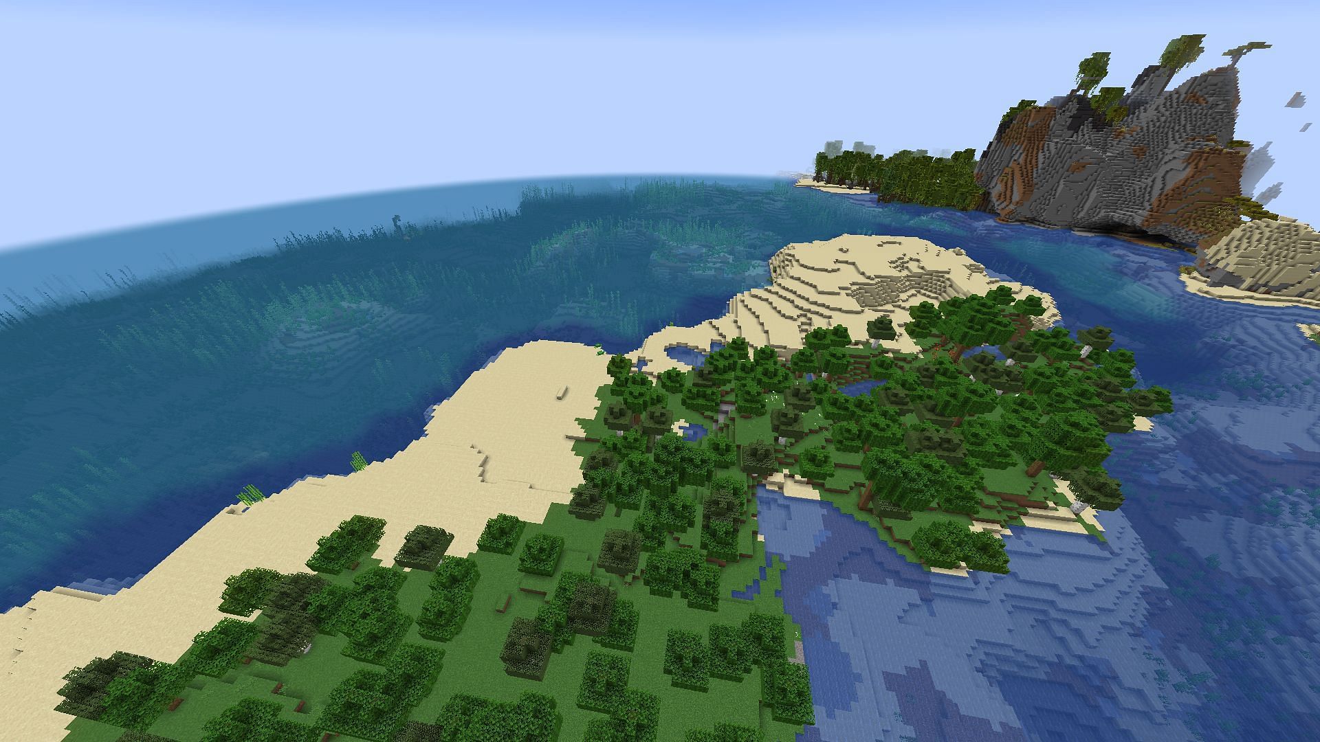 This seed spawn users on an island close too Mangrove Swamp biome in Minecraft (Image via Mojang)