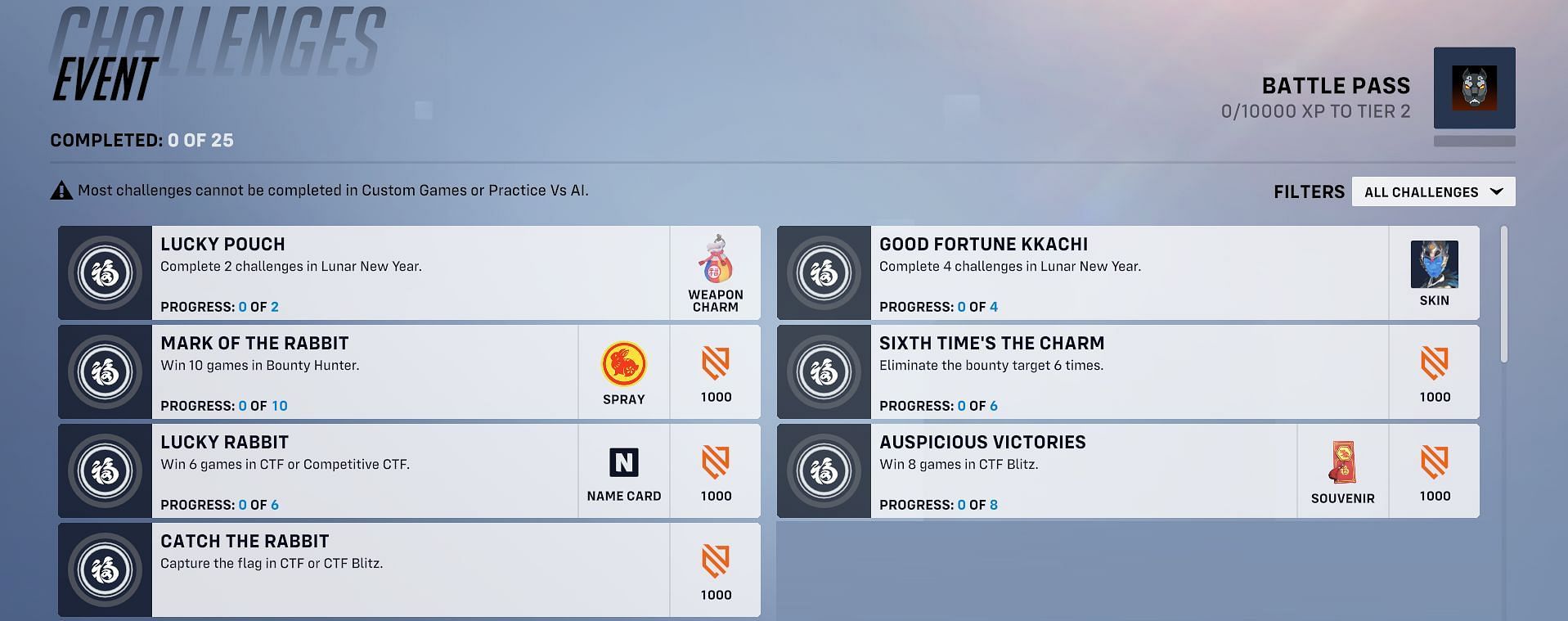 All Lunar New Year 2023 event challenges in Overwatch 2 (Image via Blizzard Entertainment)