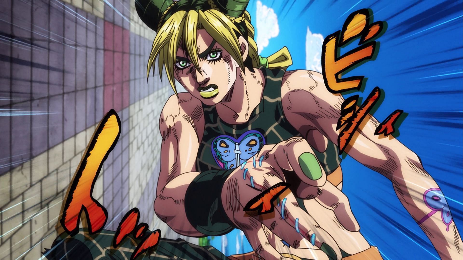 Jolyne as seen in the Stone Ocean anime series (Image via David Productions)