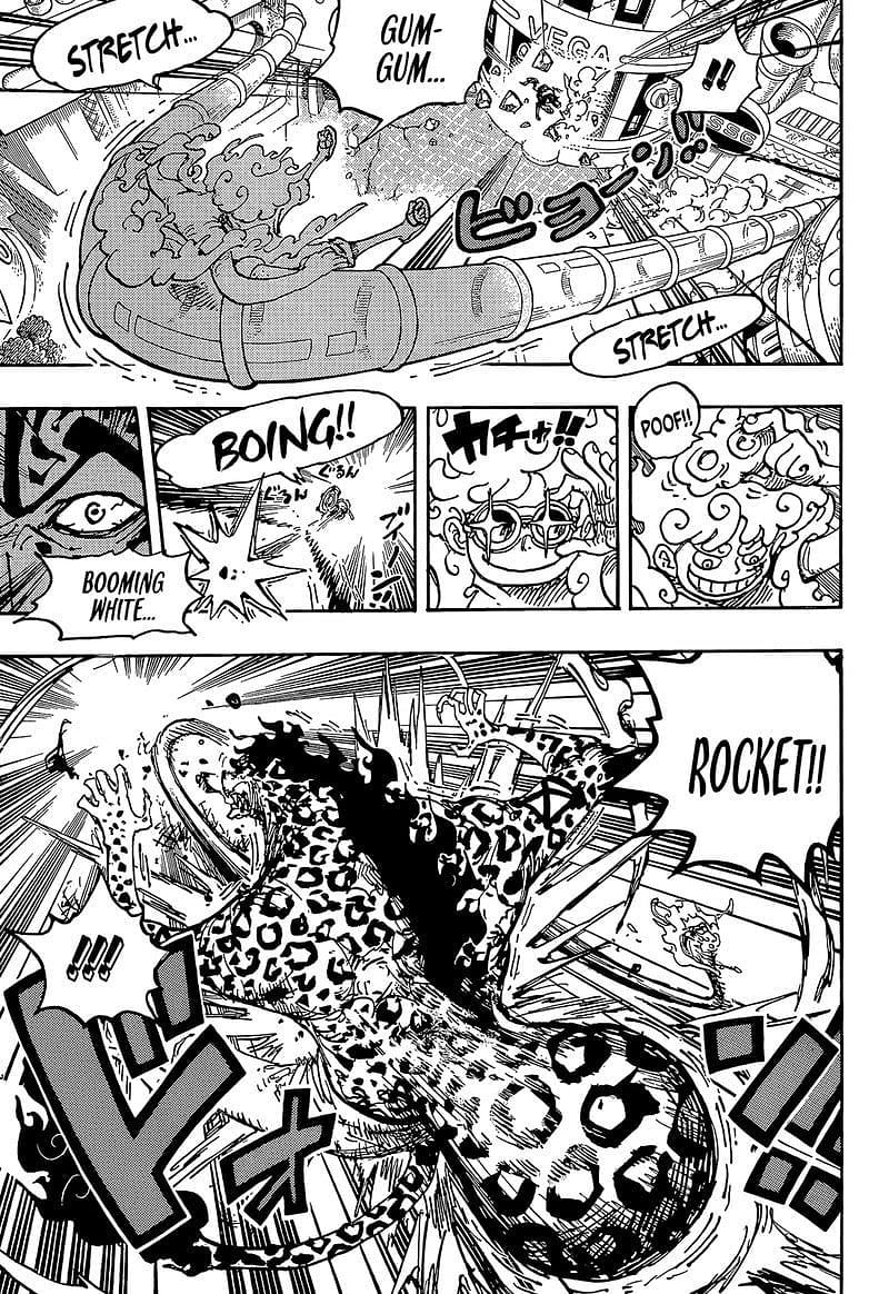 Luffy manifesting a sunglass and then punching Lucci (Image via Eiichiro Oda/One Piece)