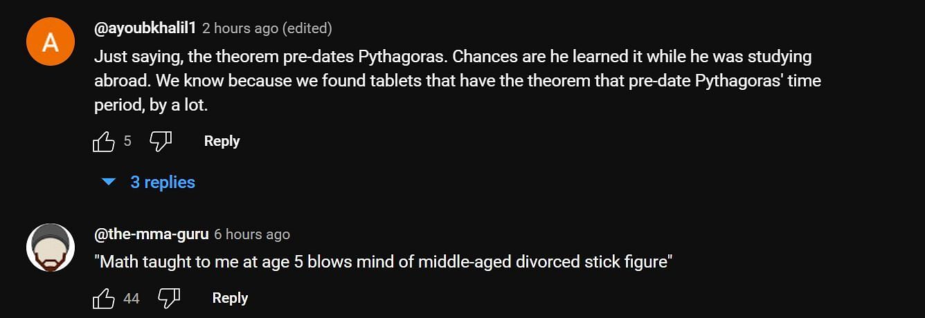 Fan trolls the streamer for his reaction to the Pythagorean Theory at the age of 27 (Image via YouTube)