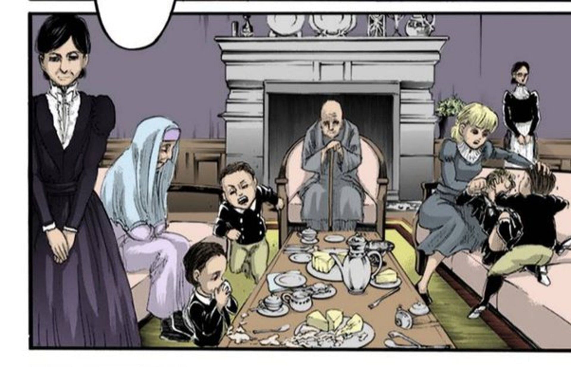 The Tybur family, as represented in the manga (Image via Kodansha)