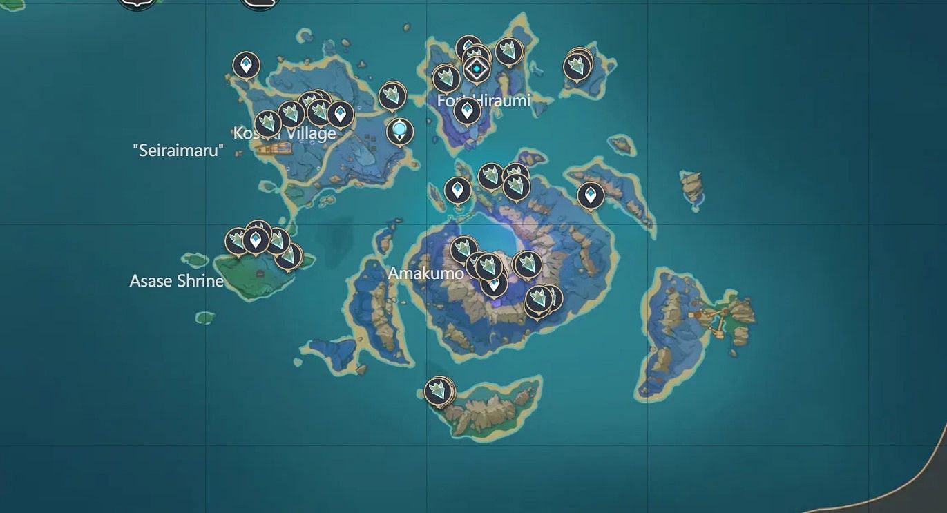Higher teleport points in Seirai island make the locations accessible (Image via HoYoLab)
