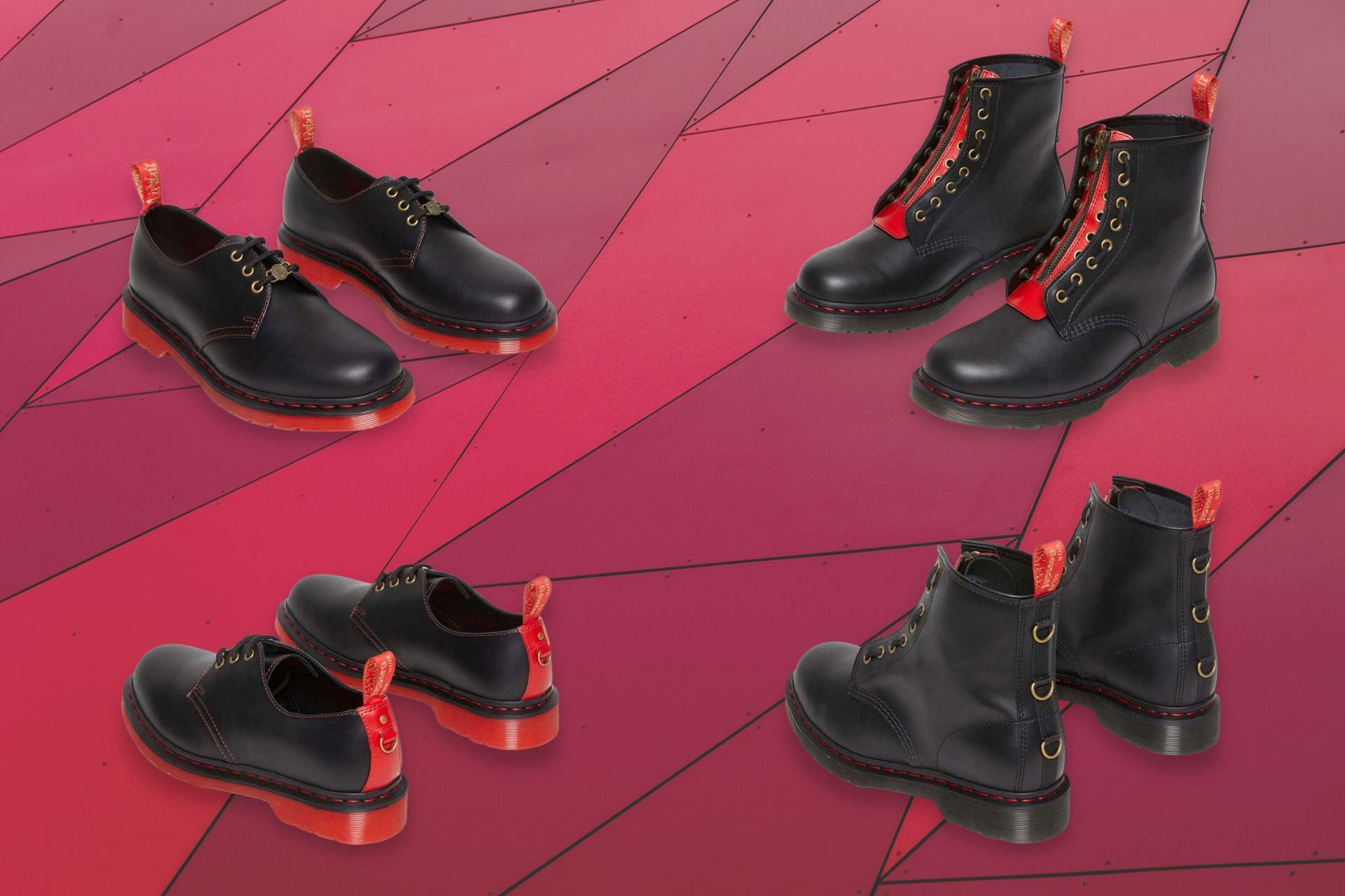 The newly released Dr. Martens &quot;Year of the Rabbit&quot; sneaker collection features 1460 8-eye boots and 1461 3-eye oxfords (Image via Sportskeeda)