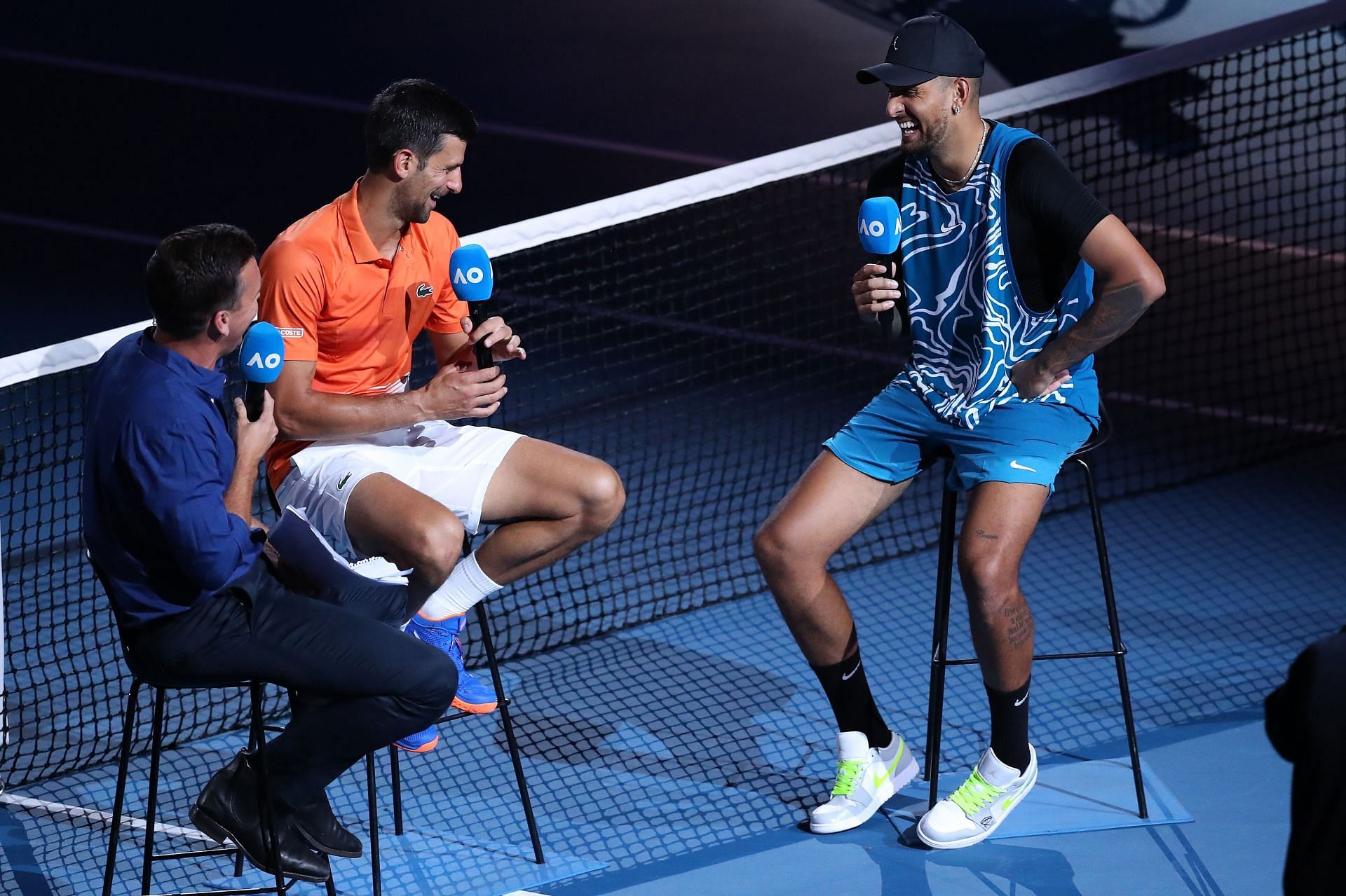 Novak Djokovic and Nick Kyrgios at the charity event