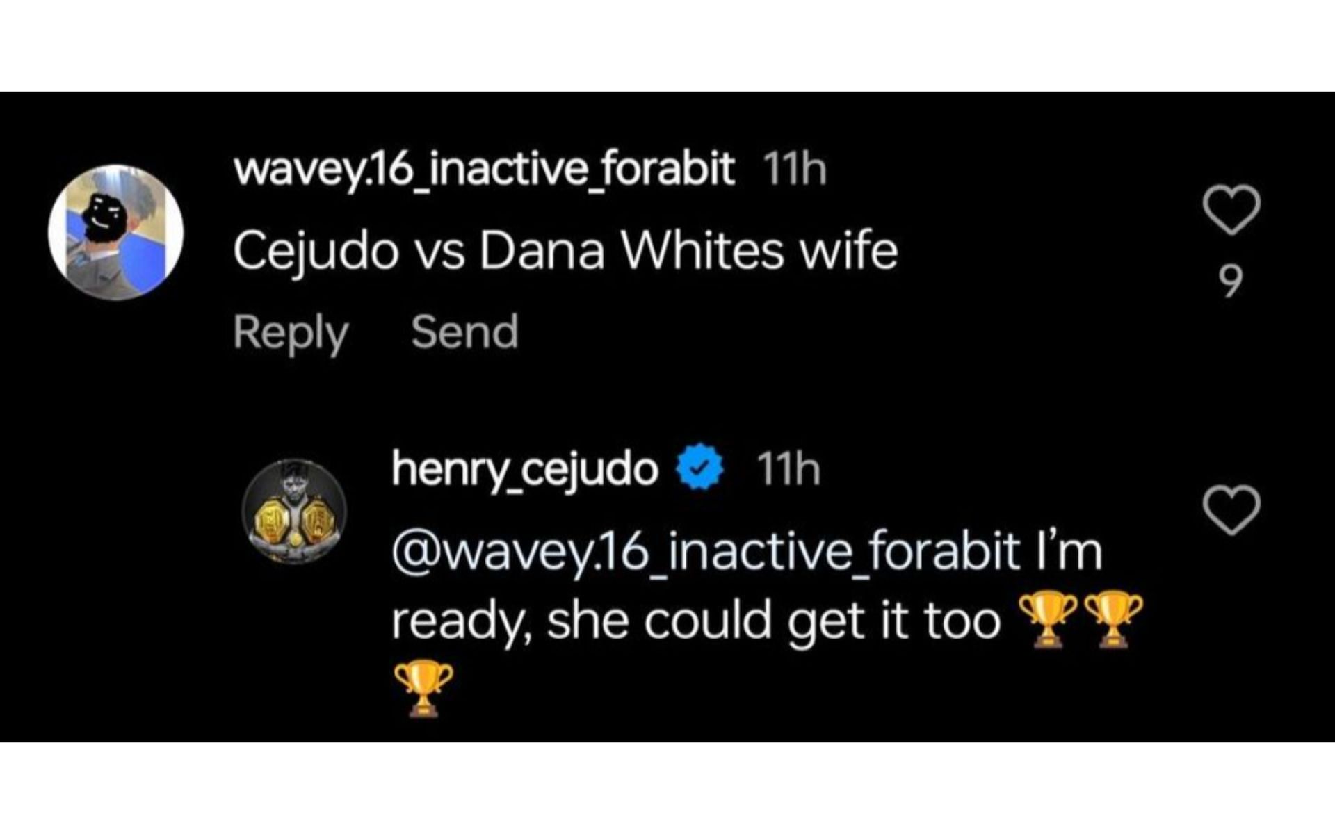 Henry Cejudo willing to fight Dana White&#039;s wife [Credits: @henry_cejudo on Instagram]